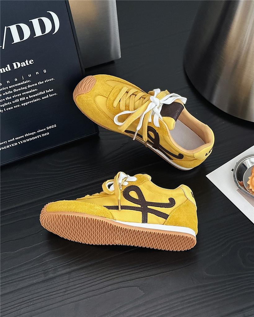 Yang Mi soft-soled women's spring color matching lace-up thick-soled casual sports shoes