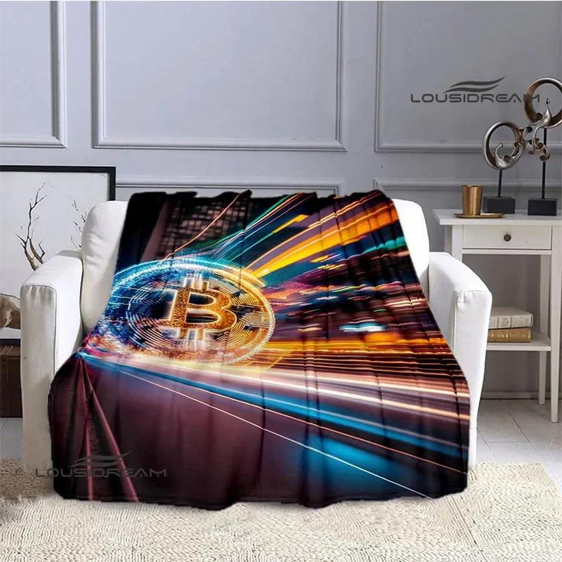 Bitcoin Fashion Printed Blanket Kids Warm Blanket Flannel Soft Cozy Blanket Sofa Bed Blanket Travel Blanket Birthday Gift