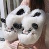 Funny cotton slippers winter 2025 new Internet celebrity cute panda plush thickened bottom non-slip warm fluff