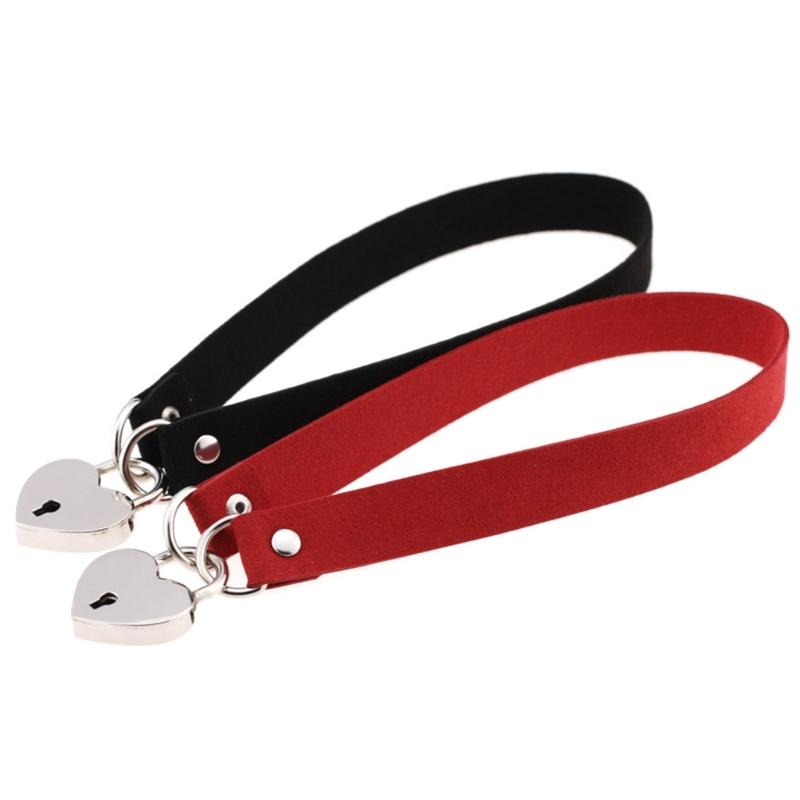 Punk Gothic Collar Necklace Heart Padlock Collar with Keys Punk Collar Necklace for Women Girl Cosplay Party