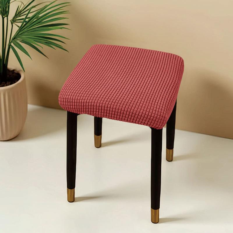 Jacquard Square Stool Covers Elastic Dust-proof and Anti-slip Stretch Chair Cover Solid Color Geometric Pattern Seat Cover