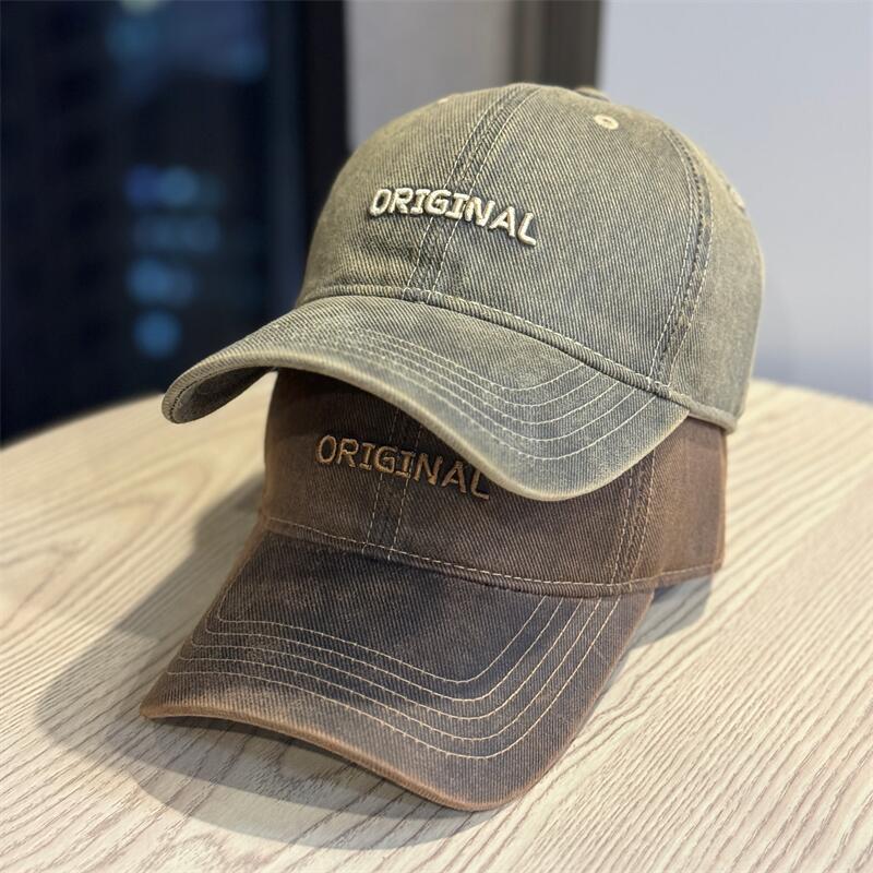High-quality New Retro Washed Old Cap Women's Versatile Enlarged Wide Brim Showing Face Small Baseball Hat Men