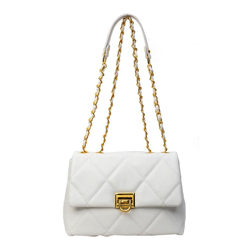 Rhombus chain bag women's new texture trendy fashion shoulder bag casual solid color messenger bag