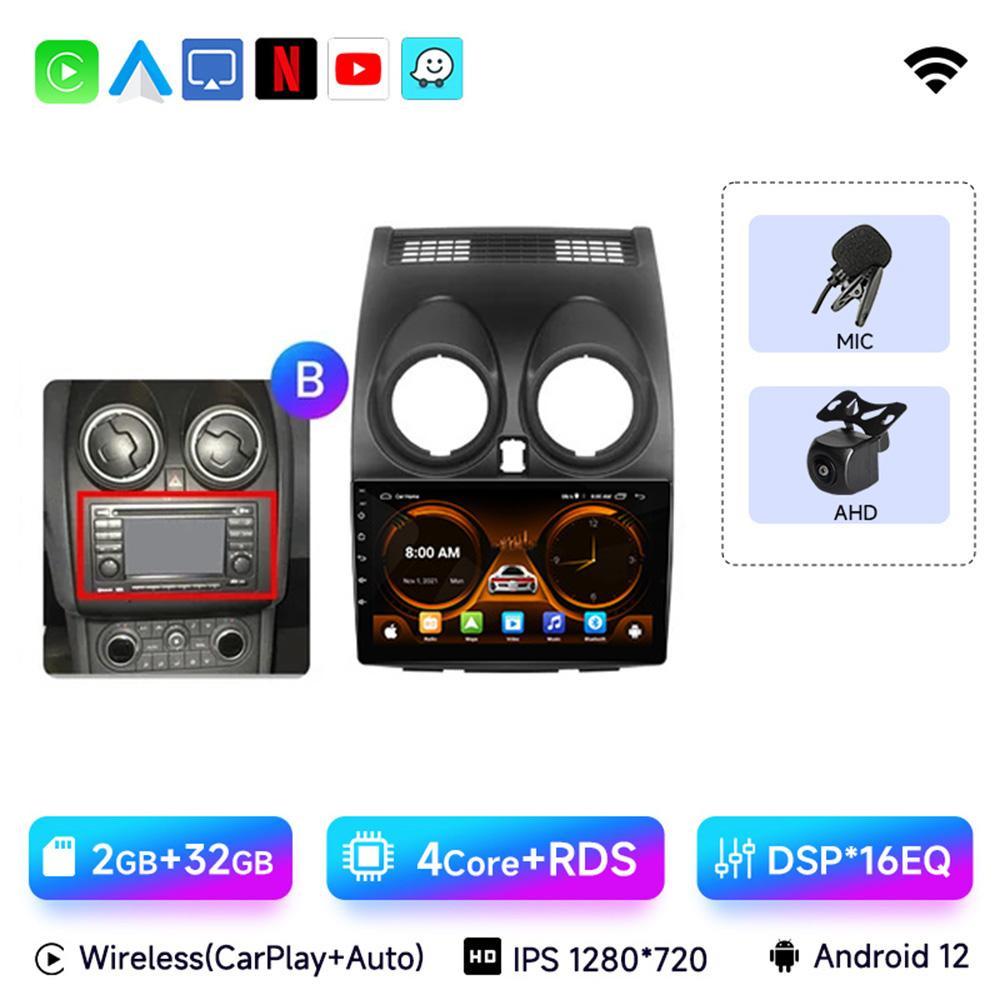 JIUYIN AI Voice 2 Din Android 13 Auto Radio For Nissan Qashqai J10 2006 - 2013 Carplay 4G Car Multimedia GPS 2din Autoradio