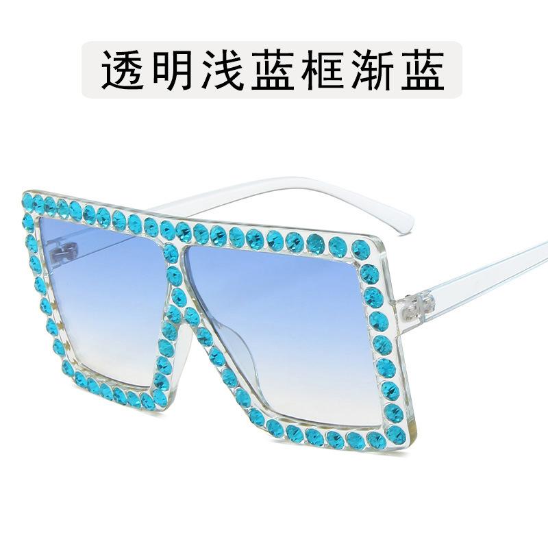 Décoration Strass Lunettes de Soleil Femmes Forme Carrée Lunettes de Soleil Cool et Élégantes Féminines Style Européen Américain Lunettes de Soleil pour Femme