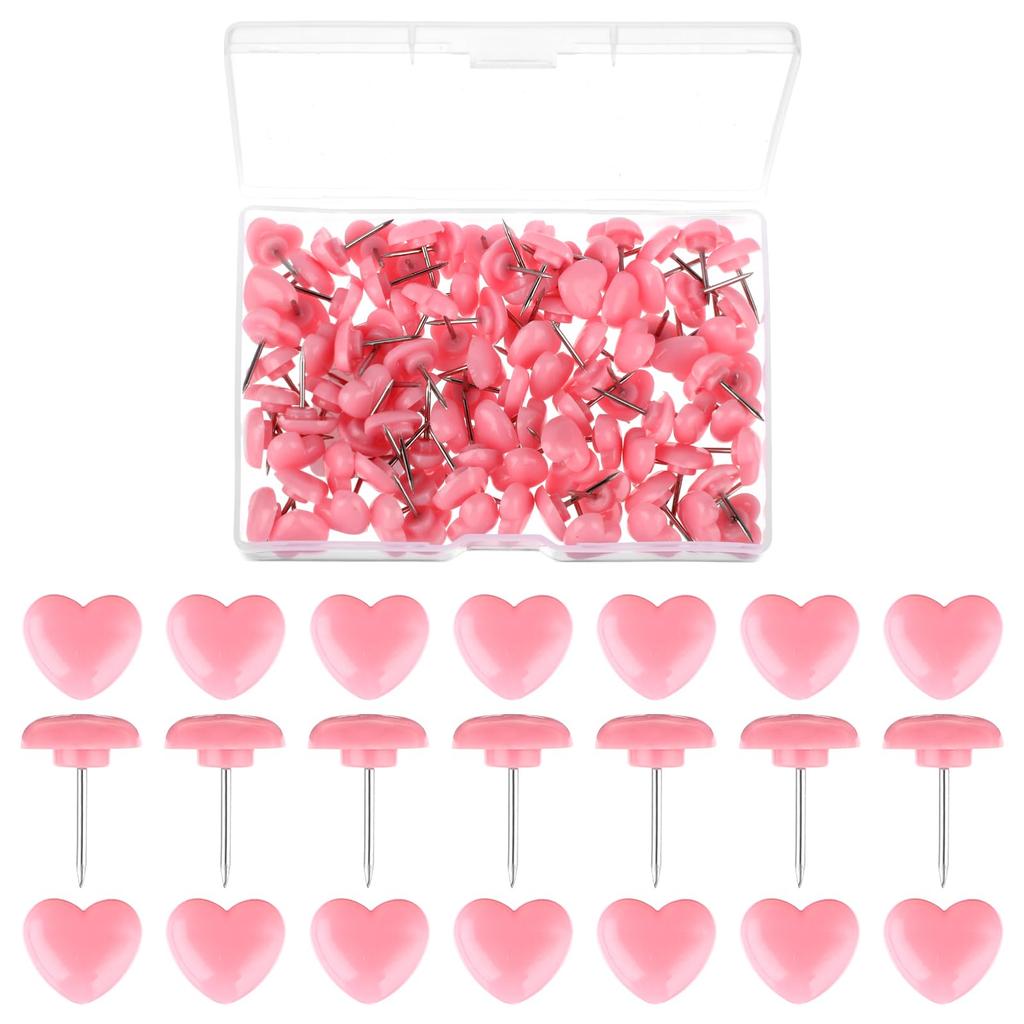 50Pcs Push Pins,  0.47 Inch Red Love Heart Pins Cute Thumb Tacks for Cork Board Plastic Push Pin.