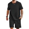 Completo Activewear da Uomo T-shirt a Girocollo Monocolore Pantaloncini Outfit 2 Pezzi