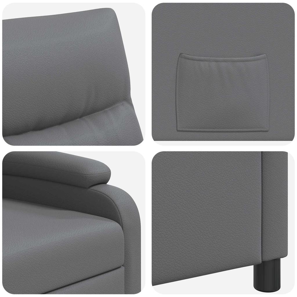 Recliner Chair Gray Faux Leather