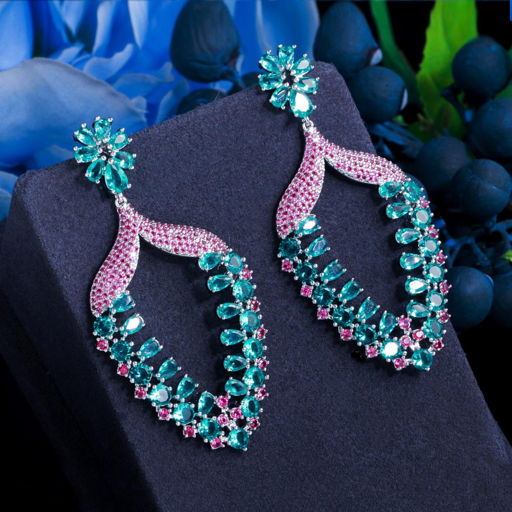 2022 New Delicate S925 Silver Needle Earrings Micro Set Zircon Drop Tassel Earrings Female Wedding Evening Party Jewelry Gift