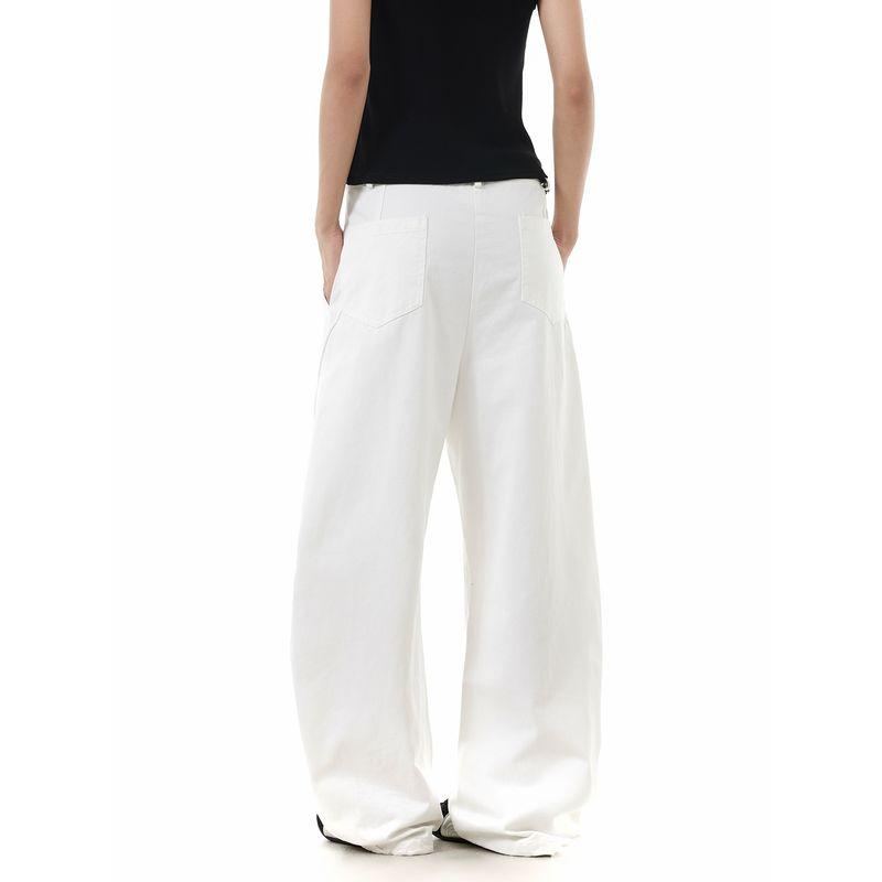 Men's American Retro Pleated Design Scimitar Jeans 2025 Summer New Style Unisex Loose Wide-Leg Pants Trendy