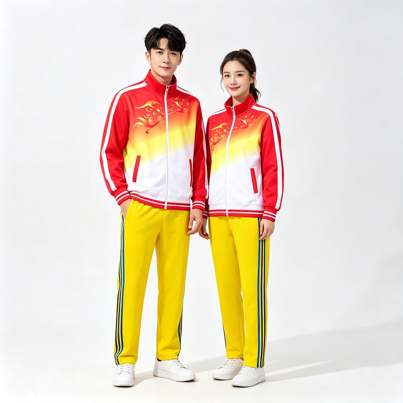 Silk Long Sleeve Sports Suit - Spring & Autumn, Plus Size, Middle-Aged & Elderly Square Dance/Fitness Wear