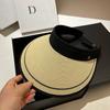 Japanese Fine Grass Woven Can Store Big Brim Sun Hat Summer Travel Folding Uv Vinyl Anti-Uv Empty Top Hat