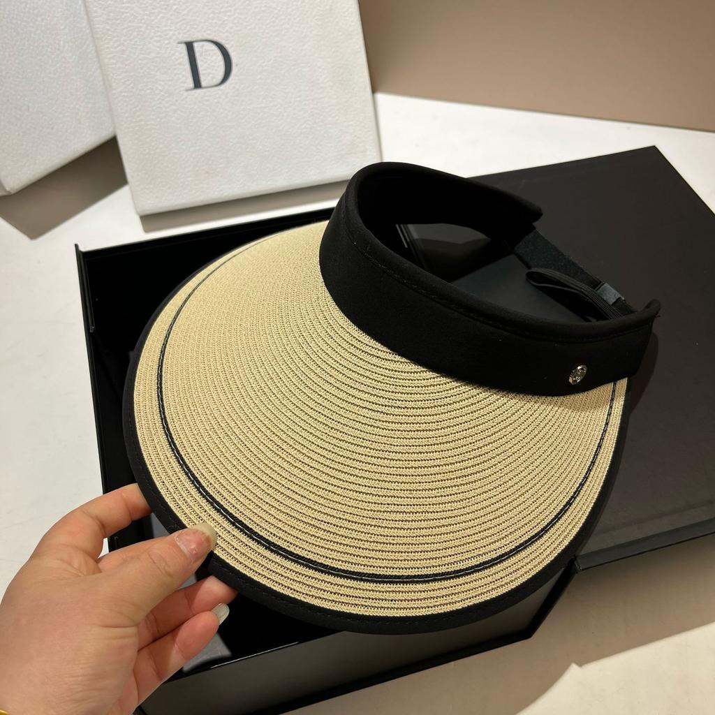 Japanese Fine Grass Woven Can Store Big Brim Sun Hat Summer Travel Folding Uv Vinyl Anti-Uv Empty Top Hat