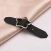 Adjustable PU Leather Buckle Skirt with Star Design