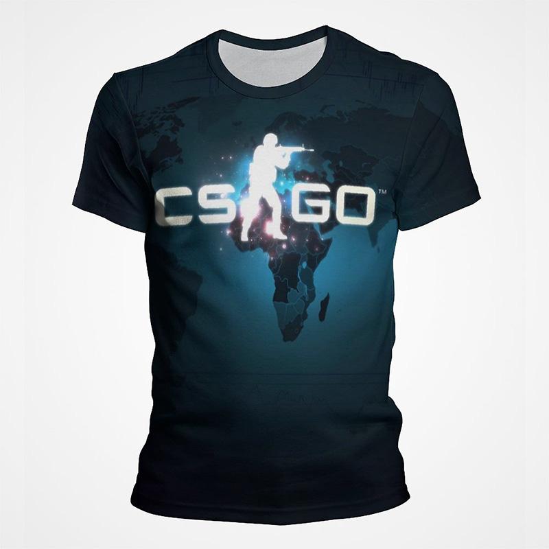 Shooting Game CS GO Pattern 3D Printed T-shirt Men's Summer Short Sleeved Round Neck Top Trendy Harajuku Fashion Streetwear