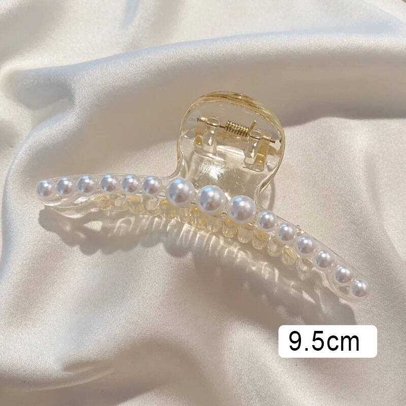 Elegant Imitation Pearl Hair Claw Clip Women Trendy Irregular Large Beige Hair Clamp Barrettes For Girls Korean Hair Accessories