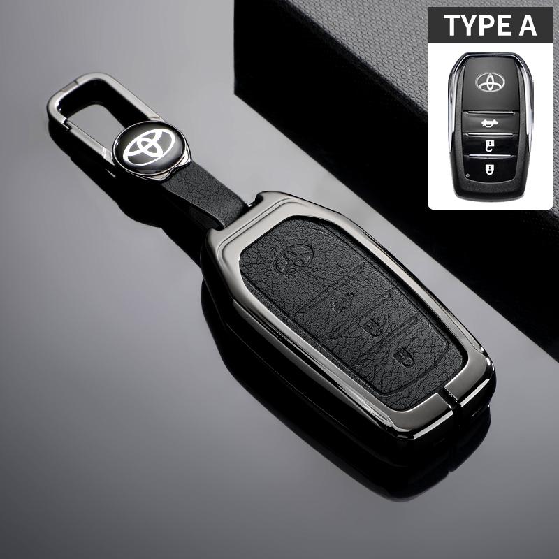 

Metal Leather Car Key Case Cover For Toyota CHR Hilux Fortuner Land Cruiser 200 Camry Corolla Crown RAV4 Highland Accessories