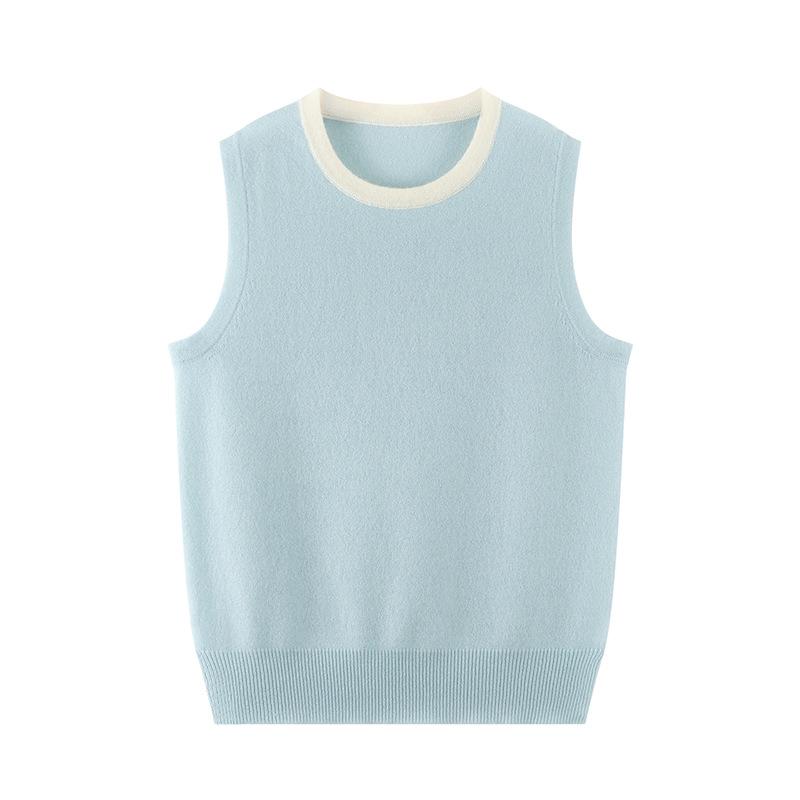 Autumn/Winter Cashmere Color Block Sleeveless Knit Vest