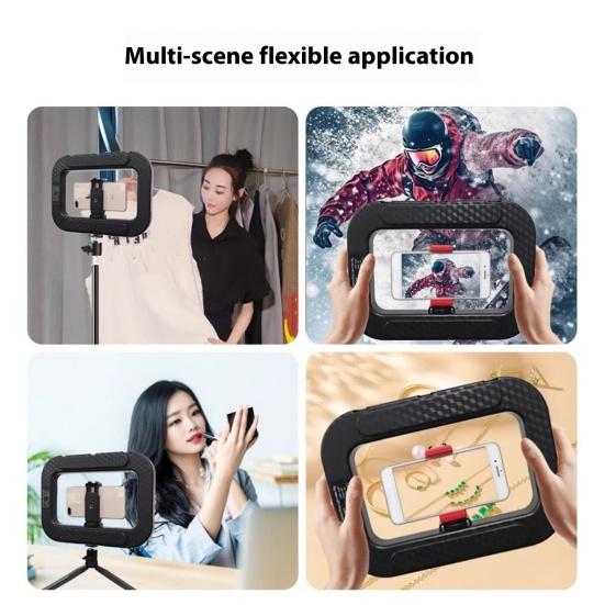 Akıllı Telefon Selfie Işık Kiti Uzaktan Kumanda Ayarlanabilir Renk Sıcaklığı Kısılabilir Şarj Edilebilir LED Mobil Video Sabitleyici Dolgu Işığı