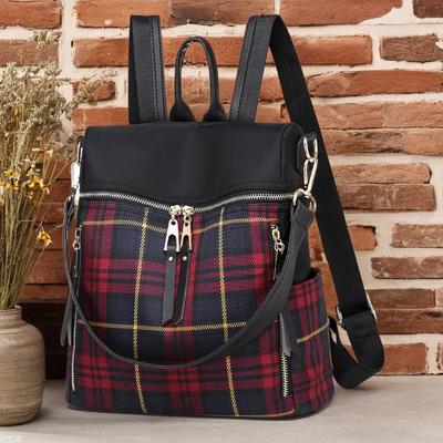 Plaid Backpack Women's New Retro Plaid Contrasting Color Large Capacity Single Shoulder Oblique Span Bag Casual Backpack Women's Bag
