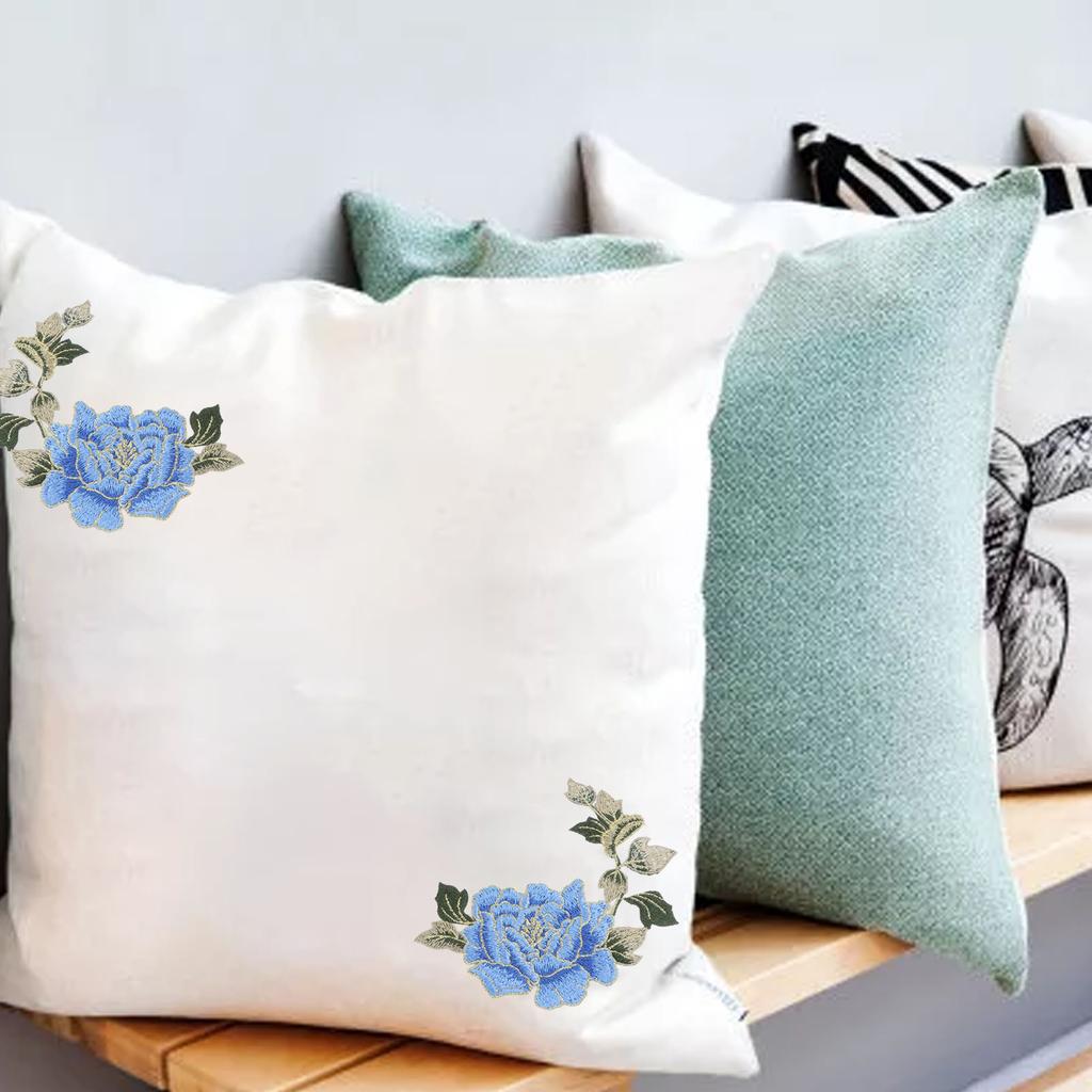 1 Pair Flower Embroidery Patches Butiful Flowers Pattern Embroidered Applique Iron On Patches for   Clothes