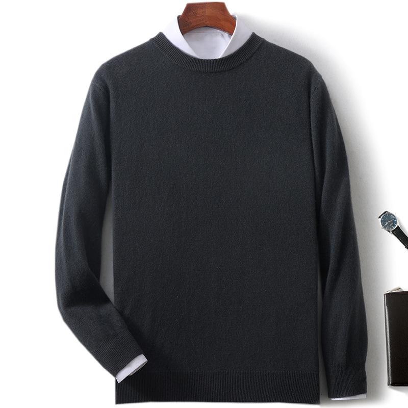 New Semi-turtleneck Cashmere Sweater Men's Thickened Sweater Solid Color Long-sleeved Wool Knitting