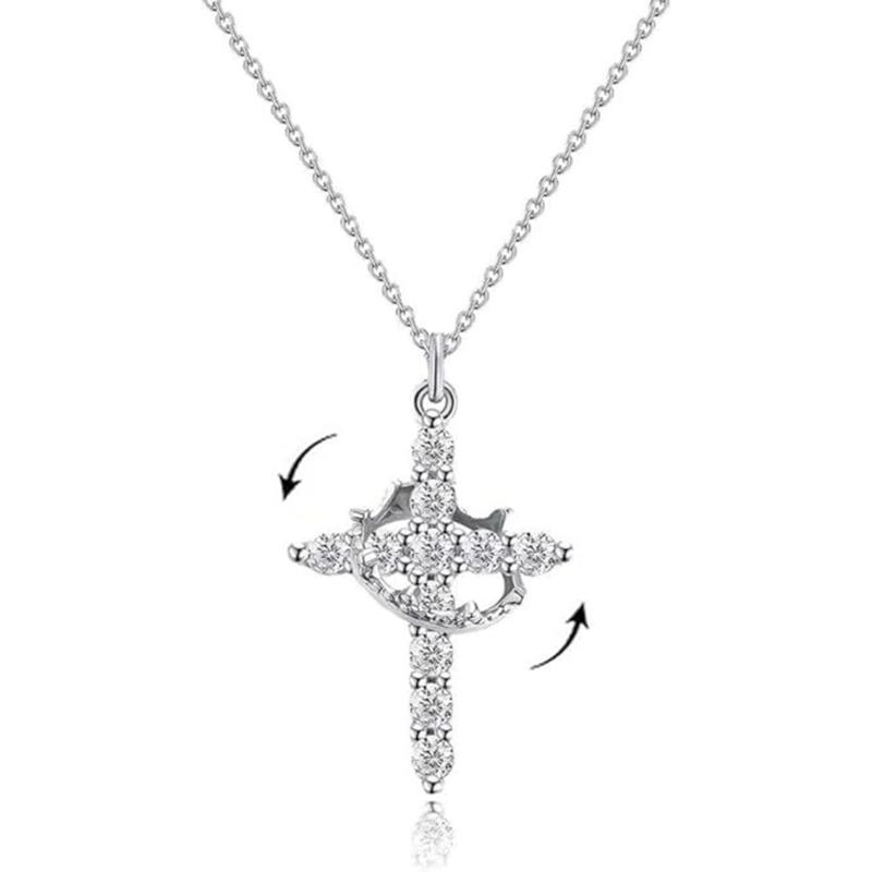 Módní choker náhrdelník s robustním přívěskem s křížky z nerezové oceli, šperkový doplněk pro trendy ženy a dívky