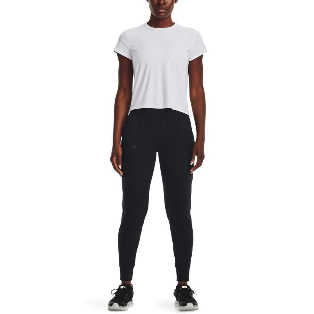 Under Armour Solid Color Breathable Mid-Rise Knitted Sports Pants Women Bottoms Black 1375077-001