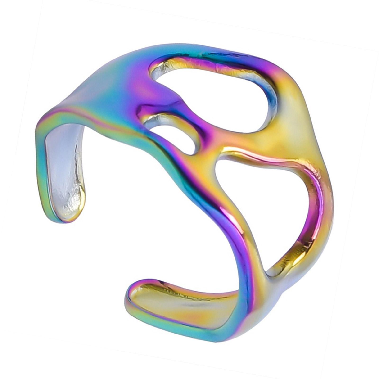 

Стильные Необычные Кольца Модные Кольца Кольца с Неровным Отверстием Текстура Сплава Подходят для Модников Подарок разноцветный