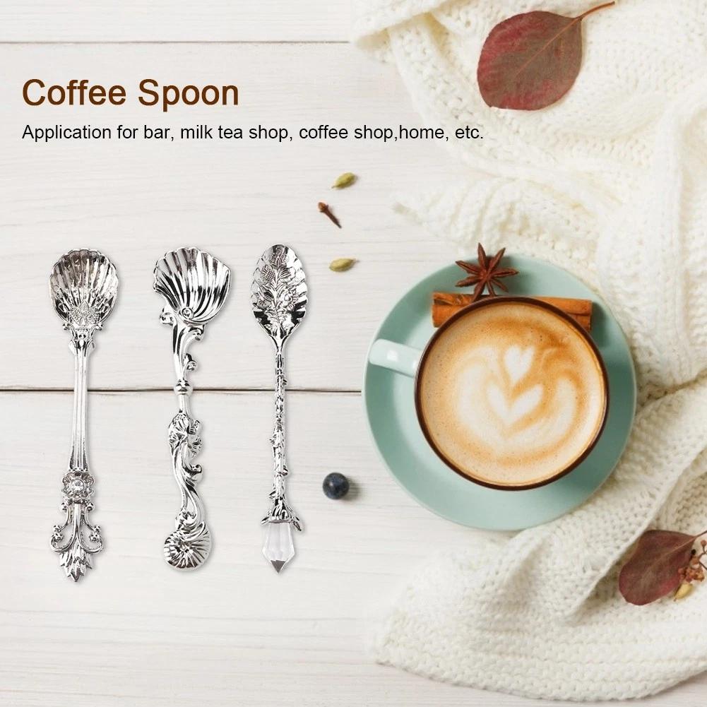 Kitchen Tableware High Quality Teaspoon Set Vintage Coffee Spoon Ergonomically Designed Spoon Set For Bar Dessert Table Coffee