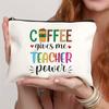 Organizer Pouch Bag Women Linen Cosmetic Bags Coffee Give Me Teacher Power Lipstick Organizer