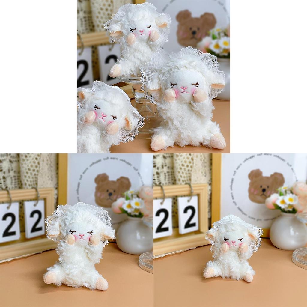 Plush Sheep Keychain With Tulle Headscarf Cute Animal Bag Charm For Kids Teen Gift