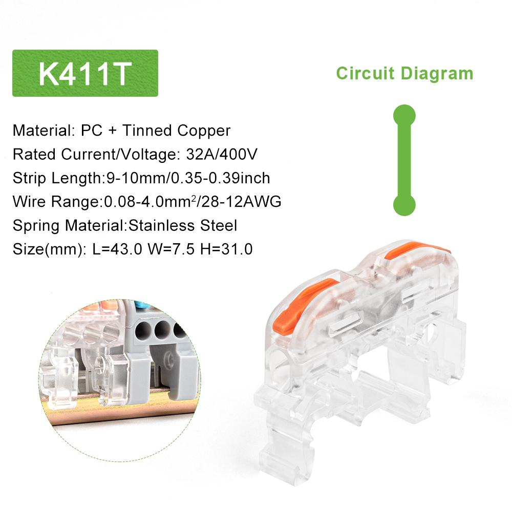 Din Rail Wire Connector  Fast Universal Compact Electric Cable LED Light Lamp Conector Wiring Conductor Terminal Block 2/3pin