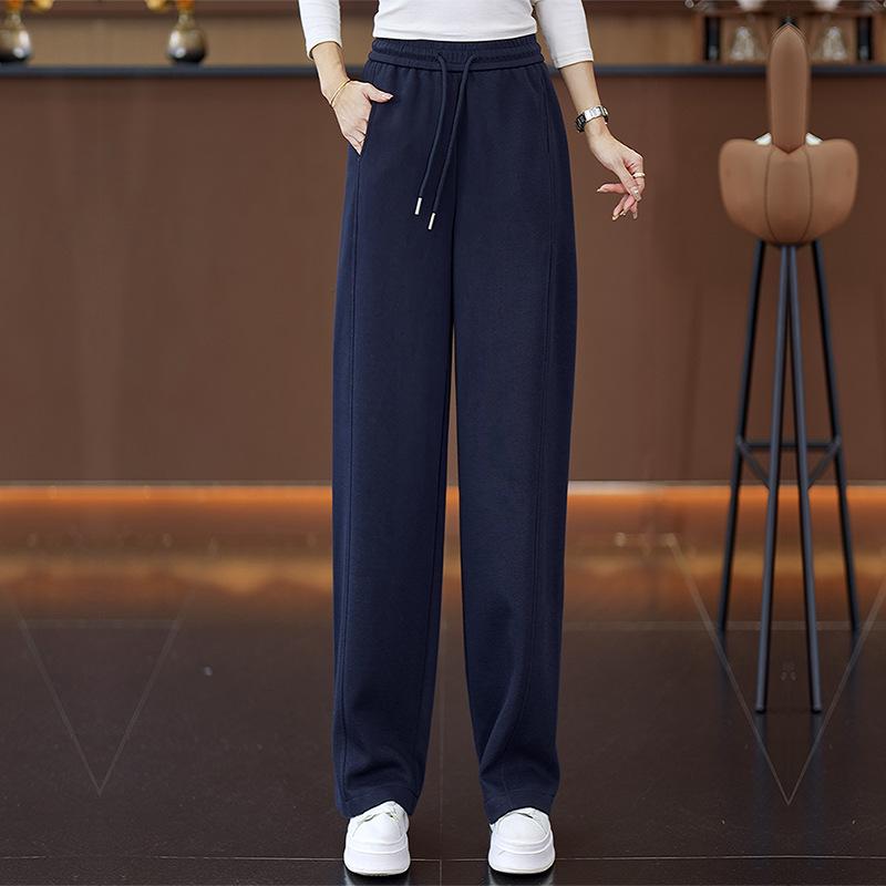 

Women s Navy Blue High Waist Sweatpants - Autumn 2025 Casual Drawstring Wide Leg Slim Pants 29 темно-синього кольору