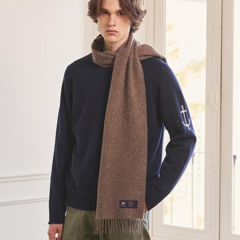 ABRAHAM MOON Merino Wool Muffler 25cm - Dark Beige