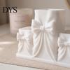 Minimalist Makeup Holder for Bedroom 3D Printed Storage Box with Bow Design, Desktop Cosmetic Organizer Gift Lovers Vanity Table, Three Compartments