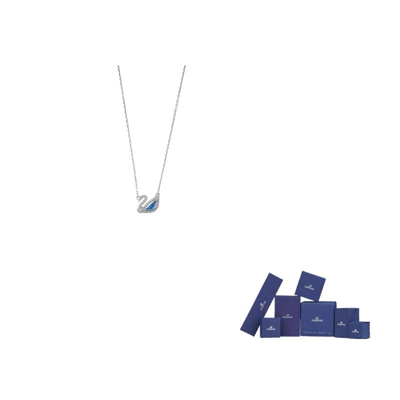 Swarovski Swan Alloy Crystal Necklaces Womens Blue F-Original brand box синий