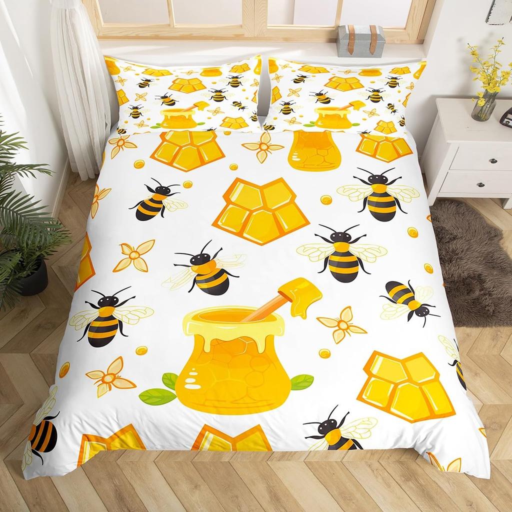 Honey Duvet Cover Sets For Kids Queen Size Quilt Covers Lightweight Down Bedroom Decor 2 Pillowcases 1 Duvet Cover No Comforter