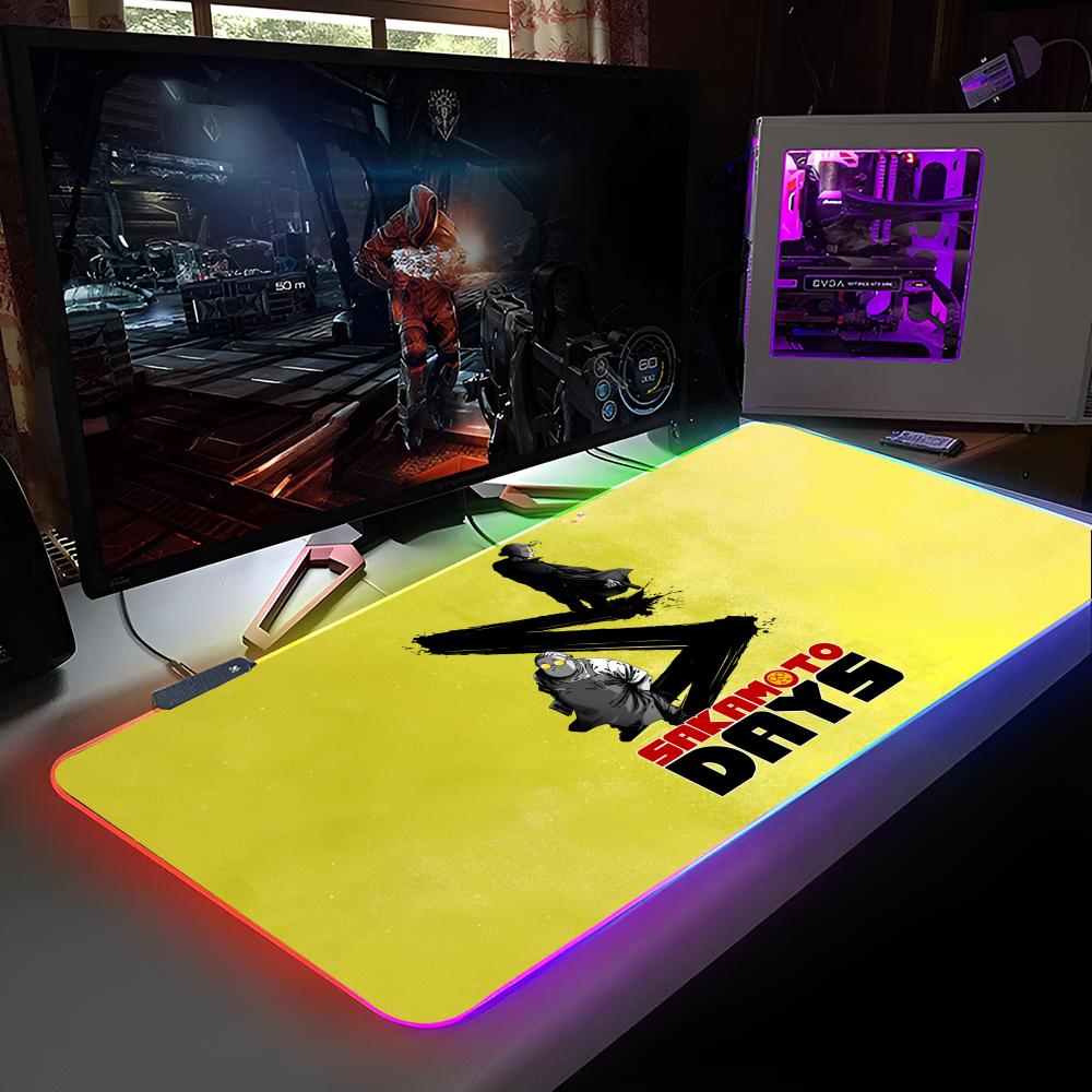 T-Taro S-Sakamoto-S Mouse Pad RGB Backlit Mouse Pad Laptop Mouse Pad Laptop Gamer Computer Desk Gaming Accessories