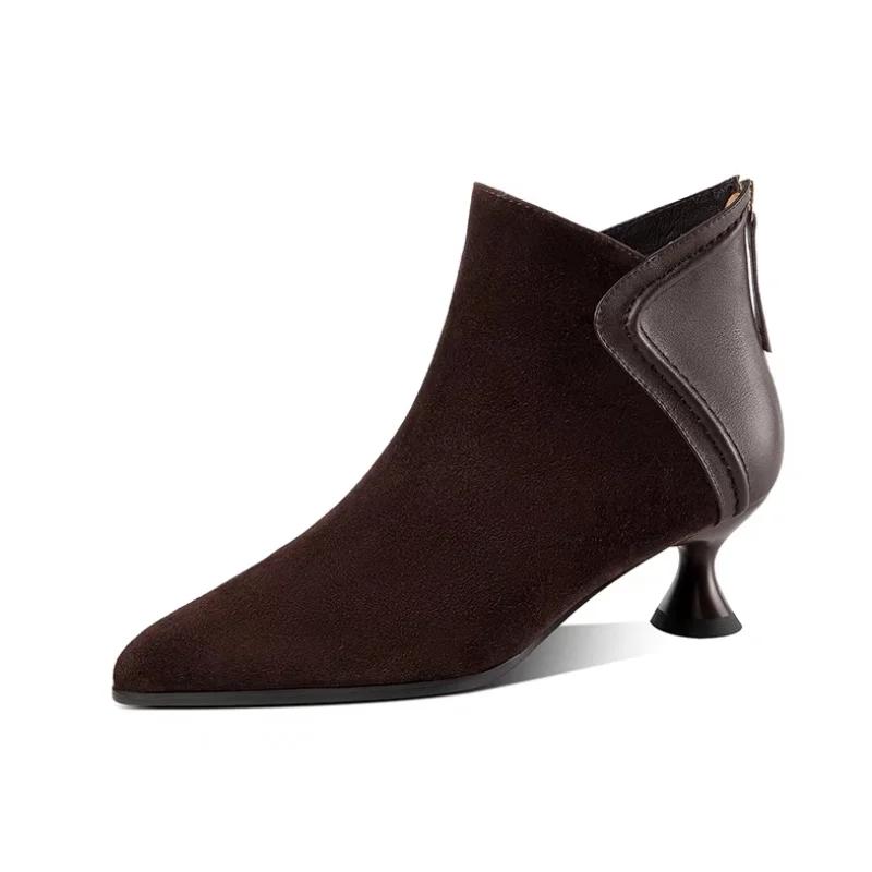 

Женские остроносые сапоги на высоком каблуке Сапоги на молнии Дизайнерские женские сапоги на высоком каблуке в стиле вестерн Ретро-комфортные высокие каблуки 40