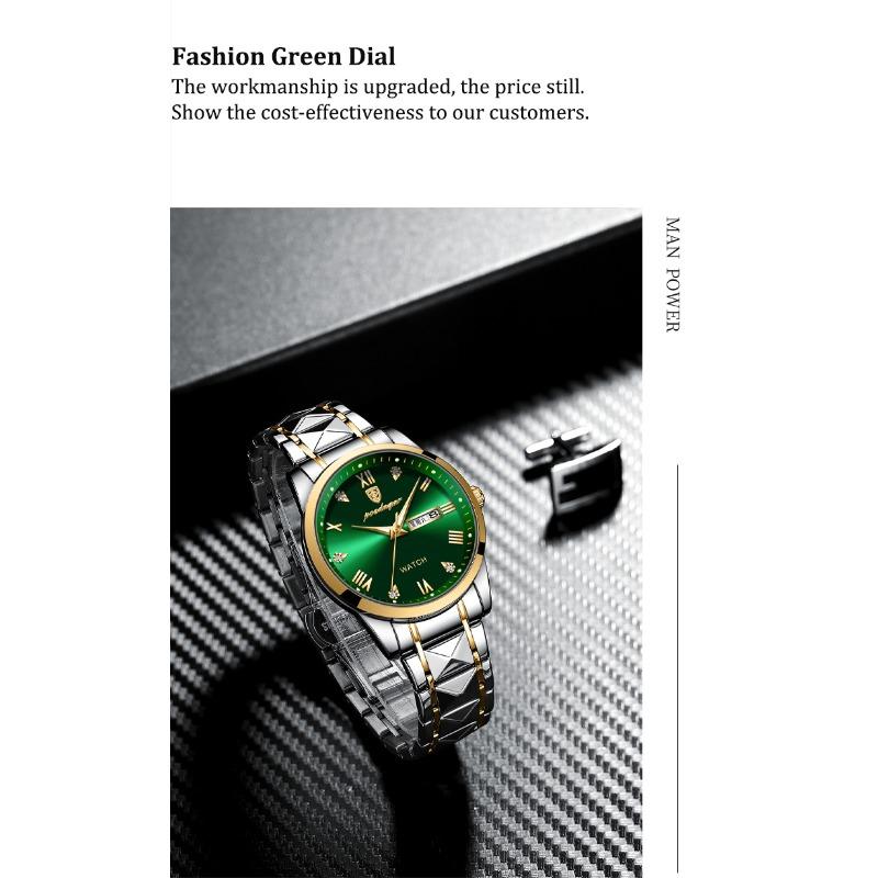 POEDAGAR Top-Marke Luxus Mode Grüne Zifferblatt Uhr Herren Wasserdicht Leuchtend Wochentag Datum Uhr Sportuhren Quarz Armbanduhr