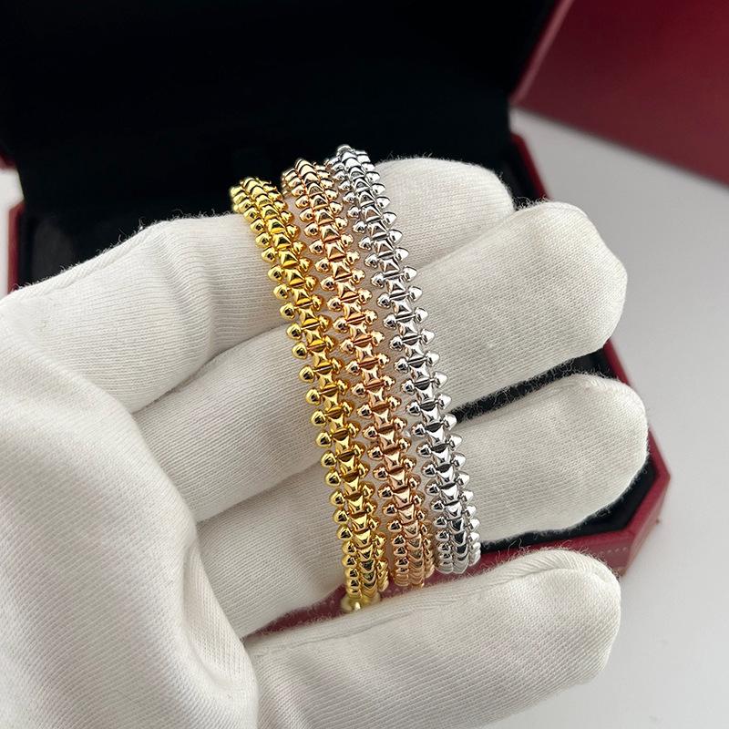 2025 Studded Bullet Clasp Bracelet - Classic Unisex Light Luxury with 18k Rose Gold Plating