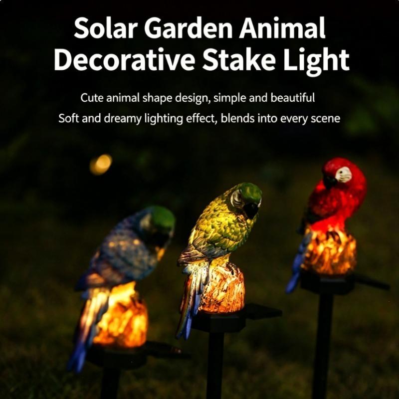 Solar Powered Parrot Garden Light: Waterproof Resin Ornament For Nighttime Holiday Decorations Home Decor Supplies