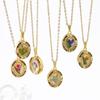 Elegant Oval Pendant Necklace With Real Preserved Rose Flower Women Sweet Romantic Jewelry Valentines Day Gift