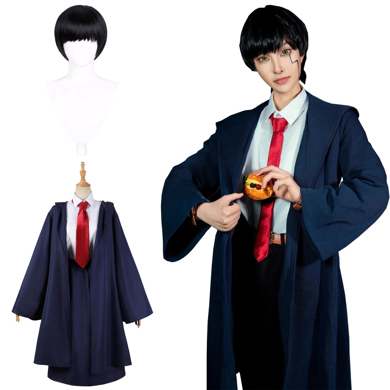 

Косплей костюм Мэша Бёрндеда с грибом, полный взрослый, идеально подходит для школьных фестивалей, Бёрндед с размером [Отличный продукт] Парик, Голова, Набор, Костюм,