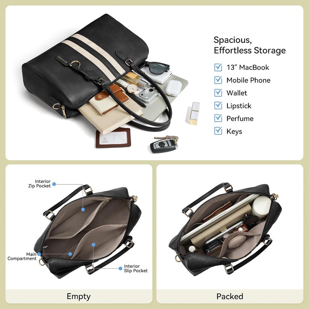 BOSTANTEN Large Women's Satchel Handbag, Color-block Striped Boston Bag
