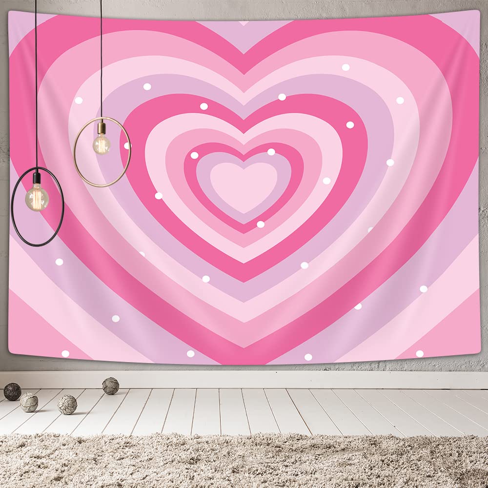 Cute Pink Heart Print Pattern Tapestry Home Bedroom Home Living Room Dormitory Wall Decor Background Cloth Tapestry