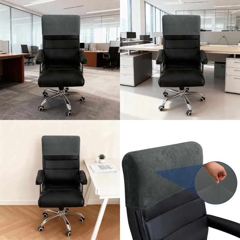 Stretchable Chair Headrest Cover, Soft Plush Rectangular Slipcover Fit 40-50cm Headrests for Office Computer Chair, Furniture, Recliner Chair