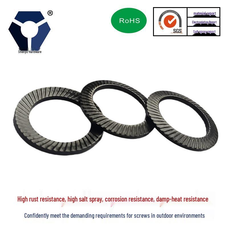 304 Black Stainless Steel Anti-Loosening Beveled Flat Washer, Salt Spray Tested, M3-M8 DIN9250.