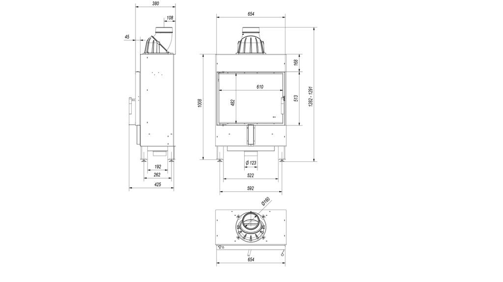 Smart steel fireplace KRATKI LUCY SLIM 8 kW Ø 160 black thermotec MSK GLASS